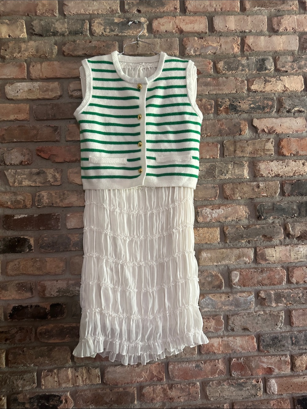 Brand new green sweater vest and maxi skirt set!